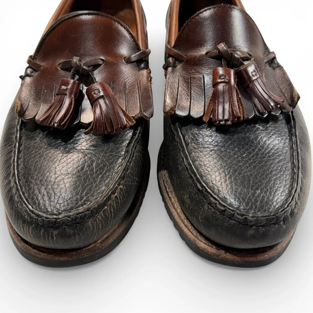 Allen Edmonds‎ Nashua Men 8.5 D Pebbled Leather Kiltie Tassel Loafers Brown